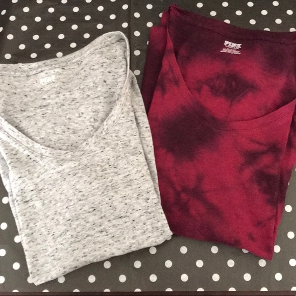 PINK Victoria's Secret Tops - VS PINK Lot Of Two Perfect V-Neck Print Tees